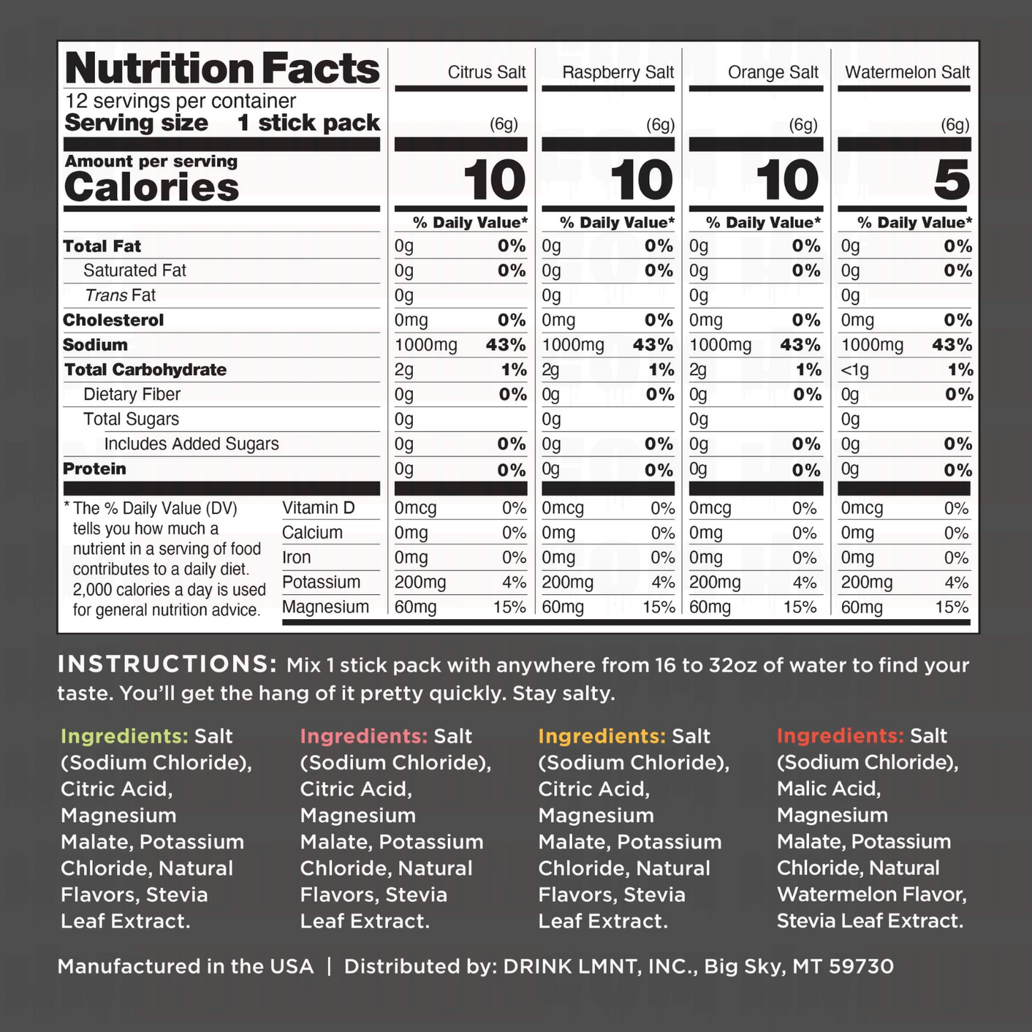 LMNT ZERO-SUGAR ELECTROLYTES